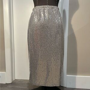 bebe skirt sequin silver-tone .. midi pencil sparkly dressy sexy women’s medium